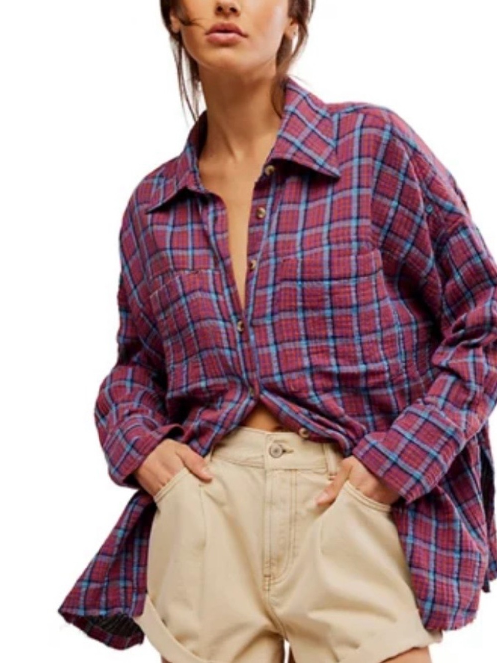 We the Free Cardiff Plaid Top